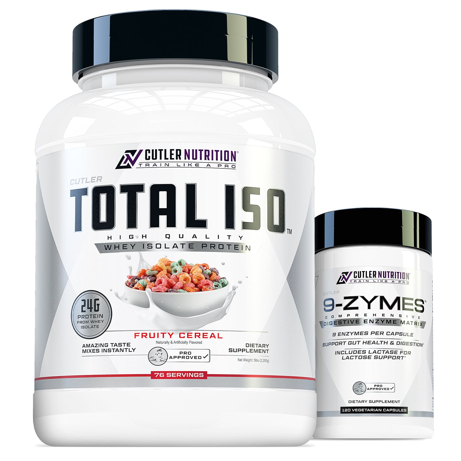Total ISO Protein Powder - Fruity Cereal + 9-zymes Digestive Enzymes