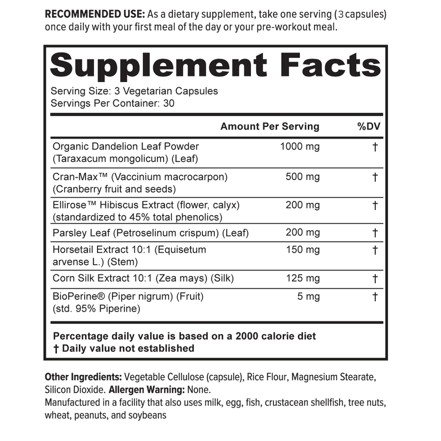 DRY Supplement Facts