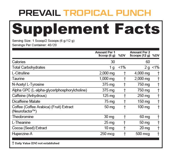 Supplement Facts for Tropical Punch