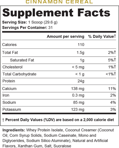 Supplement Facts for Cinnamon Cereal